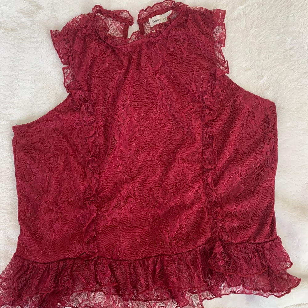 Top. Women’s Sleeveless Burgundy Top/ Blouse